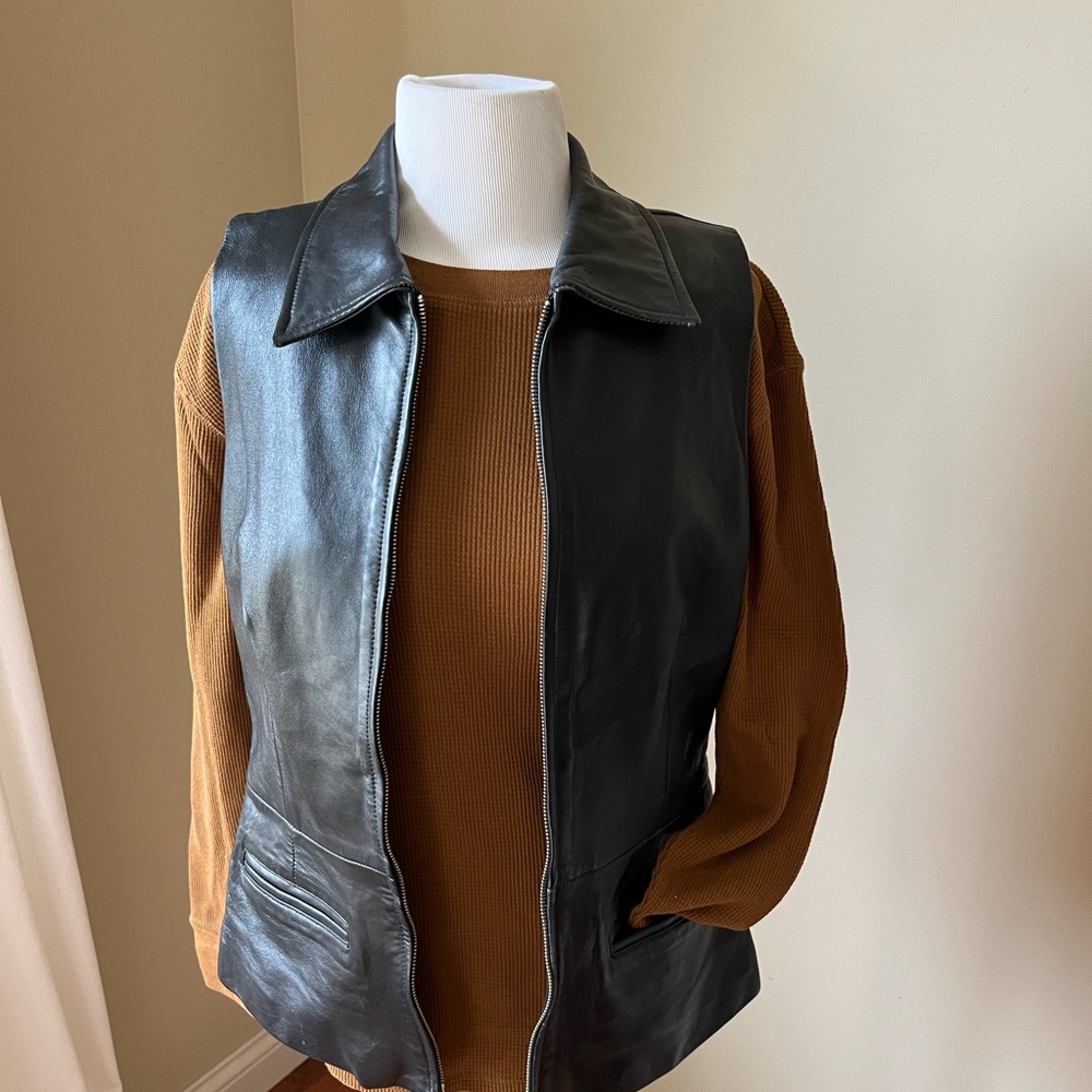 Black Leather Vest for Women